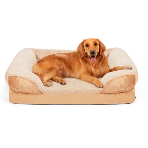 Ownpets Hundebett Sofabett extra groß, stützendes Schaumstoffbett für Haustiere mit abnehmbarem, waschbarem Bezug, Innenfutter und rutschfestem Boden,43”x30”x6.5” von Ownpets