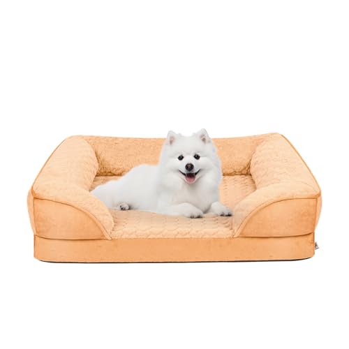 Ownpets Hundebett Sofabett groß, stützendes Schaumstoffbett für Haustiere mit abnehmbarem, waschbarem Bezug, Innenfutter und rutschfestem Boden,36”x27”x6” von Ownpets