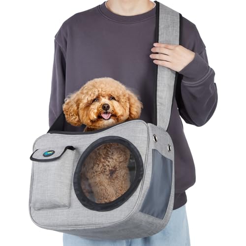 Ownpets Hundetragetasche,Hundetasche bis 5.5kg, Atmungsaktiv Tragetasche für Hund und Katze mit Verstellbarem Schultergurt,Tragetasche mit Fronttasche und Belüftungsnetz von Ownpets