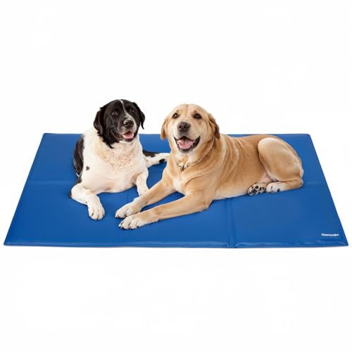 Ownpets 120x80CM große Kühlmatte für Hunde/Katzen, Kühlkissen, Kühl Hundedecke, Ungiftiges Kaltgelpad, Selbstkühlende Matte, Blau (XXL, Kein Muster) von Ownpets