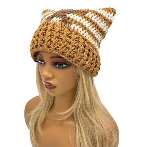 Handgefertigte Katzenohrenmütze Pillingbeständig Pullover Mütze Gestreifte Sternmütze Handgefertigte Katzenohrenmütze Pillingbeständig Pullover Mütze Gestreifte Sternmütze von Oxxggkao