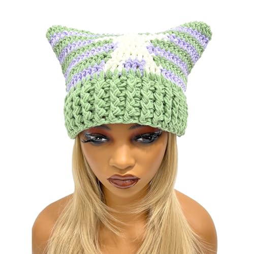 Handgefertigte Katzenohrenmütze Pillingbeständig Pullover Mütze Gestreifte Sternmütze Handgefertigte Katzenohrenmütze Pillingbeständig Pullover Mütze Gestreifte Sternmütze von Oxxggkao