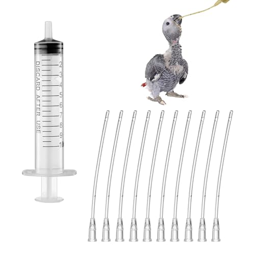 Oykrueats Futterspritze 10ml mit 10 Schläuchen für Jungvögel, Tauben und Papageien, Präzise Dosierung und Flexibler Fütterungsschlauch, Ideal für Züchter und Tierliebhaber von Oykrueats