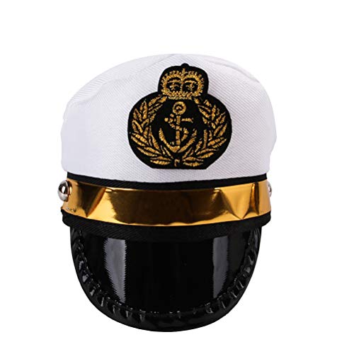 Oytrui Halloween Captain Sailors Hut, Weißer Captain Hat Dog Katze Welpe Seemann für Cosplay Hut für Halloween, Haustier Funny Photo Requisiten Kostümpartyzubehör von Oytrui