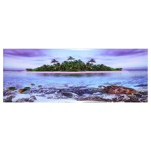 Oyunngs Aquarium Hintergrundbild für Aquarium, 3D-Effekt Coconut Tree Beach Poster, Unterwasser Wandtattoo Dekoration PVC Kleber Aufkleber(122 * 46cm) von Oyunngs