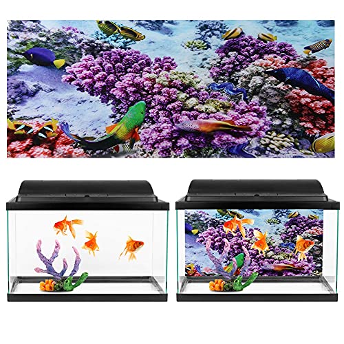 Oyunngs Aquarium Hintergrundbild für Aquarium, 3D-Effekt lila Korallen Poster, Unterwasser Wandtattoo Dekoration PVC Kleber Aufkleber(122 * 50cm) von Oyunngs