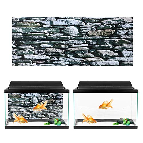 Oyunngs Aquarium Rückwand, 91 * 50cm PVC Kleber Aufkleber Aquarium Hintergrundbild für Aquarium, 3D-Effekt Steinmauer Gemälde Poster, Unterwasser Wandtattoo Dekoration Aquarium Zubehoer von Oyunngs