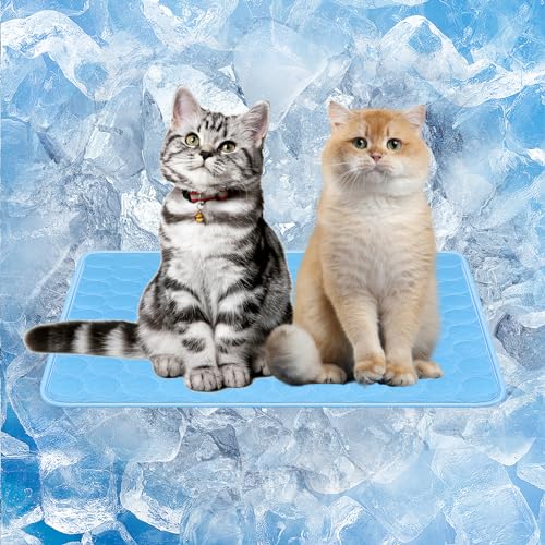 Oziral Kühlmatte für Hunde & Katzen, Faltbares & Selbstkühlendes Pad, Kein Wasser benötigt, Waschbar & Bequem Haustiermatte für alle Haustiere (Blau, Klein) von Oziral