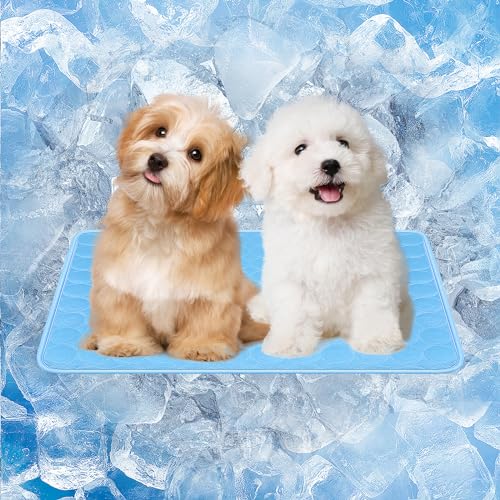 Oziral Kühlmatte für Hunde & Katzen, Faltbares & Selbstkühlendes Pad, Kein Wasser benötigt, Waschbar & Bequem Haustiermatte für alle Haustiere (Blau, Medium) von Oziral