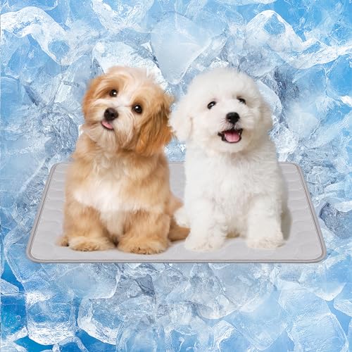 Oziral Kühlmatte für Hunde & Katzen, Faltbares & Selbstkühlendes Pad, Kein Wasser benötigt, Waschbar & Bequem Haustiermatte für alle Haustiere (Grau, Medium) von Oziral