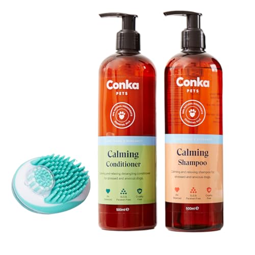 Conka Pets Shampoo und Conditioner für Hunde, natürliches Shampoo und Conditioner, Pflegeprodukte (500 ml) (Shampoo, Conditioner und Werkzeug, beruhigend) von P Dot Wolf