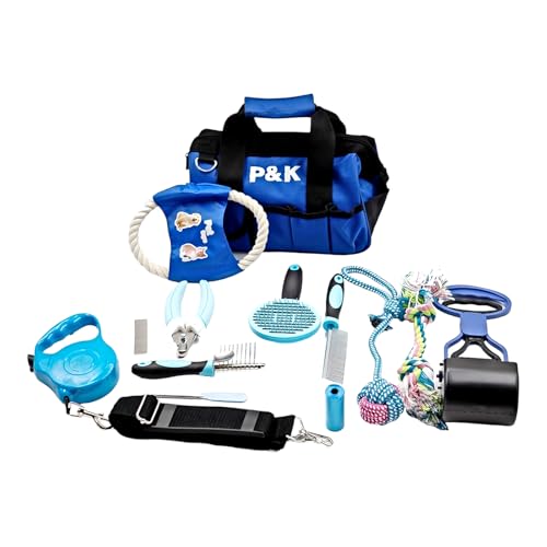 P & K 15-teiliges Tierpflege- & Spielset in Blau | Hundeleine, Hundespielzeug, Kotgreifer & mehr | Komplettset für Pflege, Training, Spielspaß & Spaziergänge mit Ihrem Haustier P & K 15-teiliges Tierpflege- & Spielset in Blau | Hundeleine, Hundespielzeug, Kotgreifer & mehr | Komplettset für Pflege, Training, Spielspaß & Spaziergänge mit Ihrem Haustier von P & K