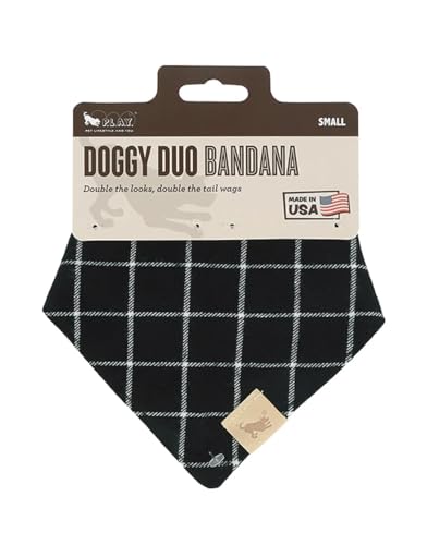 P.L.A.Y. Doggy Duo Haustier-Halstuch, wendbar, Gingham & Karo, für XS und kleine Hunde, passend für Halsumfang bis 38,1 cm, aus 100 % Baumwoll-Leinen, einfach zu binden, maschinenwaschbar (Der von P.L.A.Y. PET LIFESTYLE AND YOU