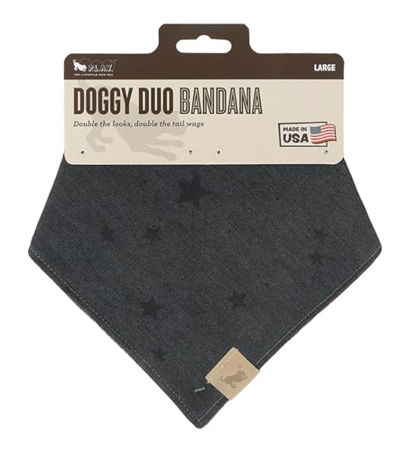 P.L.A.Y. Doggy Duo Hundehalstuch für mittelgroße und große Hunde, wendbar, aus 100 % Baumwoll-Leinen, einfach anzubinden, maschinenwaschbar, Rot von P.L.A.Y. PET LIFESTYLE AND YOU