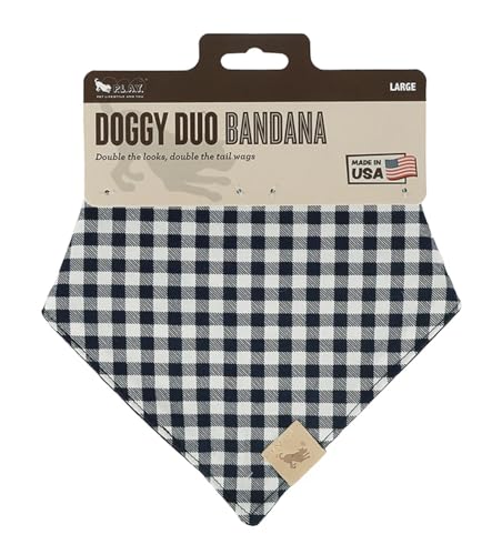 P.L.A.Y. Doggy Duo wendbares Haustier-Halstuch für mittelgroße und große Hunde, passend für Halsumfang bis 50,8 cm, aus 100 % Baumwoll-Leinen, einfach zu binden, maschinenwaschbar (Trendsetter) von P.L.A.Y. PET LIFESTYLE AND YOU