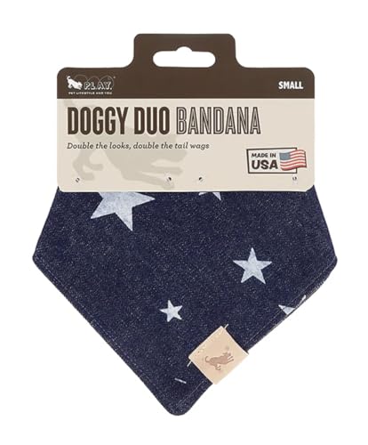 P.L.A.Y. Doggy Duo wendbares Hundehalstuch für XS und kleine Hunde, passend für Halsumfang bis 38,1 cm, aus 100 % Baumwoll-Leinen, einfach zu binden, maschinenwaschbar, Braun von P.L.A.Y. PET LIFESTYLE AND YOU