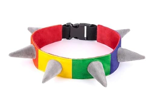 P.L.A.Y. Spiked! Collection Hundehalsband aus der Regenbogen-Plüsch, gepolstert, für Hunde und Katzen, weiches und bequemes Material mit recyceltem Füllstoff, strapazierfähige Schnalle mit Gummizug von P.L.A.Y. PET LIFESTYLE AND YOU