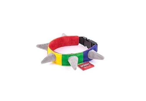 P.L.A.Y. Spiked! Collection Rainbow Plush Gepolstertes Haustierhalsband für Hunde & Katzen – Weiches und bequemes Material mit recyceltem Füllstoff, strapazierfähige Schnalle mit Gummizug von P.L.A.Y. PET LIFESTYLE AND YOU