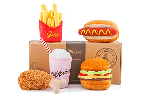 P.L.A.Y. American Classic Plüsch/Quietscher Food Toy Collection mit Geschenk-Box, 5-teilig von P.L.A.Y. – Pet Lifestyle & You