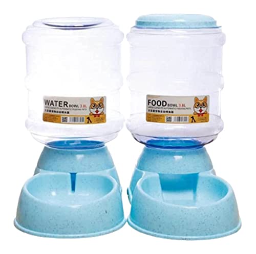 3,8 l Automatisches Futter-/Wasser-Futterspender für Haustiere, Kunststoff, Wasserspender, kein Verschütten, Wasserspender und Futterspender für Hunde, Katzen, Hunde, Wasserspender (Farbe: Blau) von P9IDEDFH