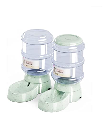 3.5L Unplugged Pet Food Feeder and Water Dispensers Dog Water Bowl and Automatic Cat Food Dispenser 2 Pack Automatic Cat Feeder and Water Dispenser in Set Pet Water Dispenser (Green) von P9IDEDFH