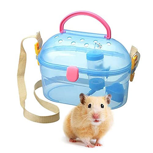 Hamstertrage Tragbarer atmungsaktiver Hamster-Reisekäfig mit Flasche und Futterspender für Kleintiere, transparente Tragetasche, Haustierbedarf (Farbe: B) (A) von P9IDEDFH