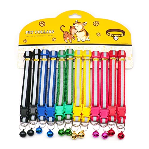 Haustierfliege, 12 Stück, Hundehalsband mit Glöckchen, zart, Sicherheit, lässig, Nylon, für Hunde und Katzen, Umhängeband, verstellbar, Haustier-Hundezubehör (Farbe: wie abgebildet 3) (wie abgebildet von P9IDEDFH