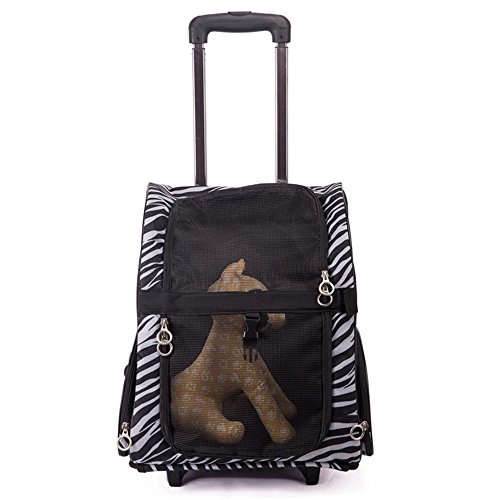 Haustiertasche für Hunde und Katzen, Teddy-Ausflug, atmungsaktiv, bequem, Trolley-Tasche, Outdoor-Reisetrolley (mittel) von P9IDEDFH