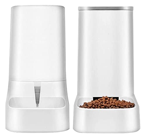 Unplugged Pet Feeder Wasserspender Zubehör Set Automatischer Futterspender Katzenfutter Hund Wassernapf und Automatischer Katzenfutterspender Haustier Futterspender Wasserspender Katzenbrunnen (Weiß) von P9IDEDFH