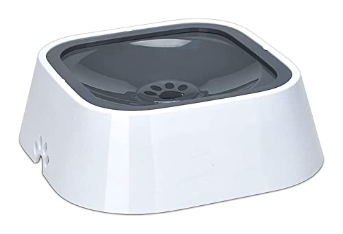 Wassernapf für Hunde, spritzfrei, fahrzeuggetragener Wassernapf für Hund, Katze, Welpen, Kätzchen, 1,5 l großer Wasserspender für Haustiere (Farbe: Weiß) (Grau) von P9IDEDFH