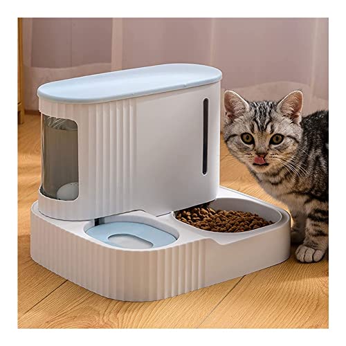 Wasserspender für Haustiere, Hunde, Katzen, automatischer Futternapf, 2-in-1, Katze, ohne Netzstecker, Wasser- und Futterspender, automatischer Wasser- und Futterspender für Katzen (Farbe: Braun) von P9IDEDFH