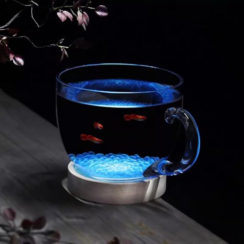 PA-DABAOO 0,58 Gallonen Schalenförmiges Aquarium, Transparente Hydrokultur-Pflanzvase Aus Glas, Kleines Aquarium Mit Dekorativem Zubehör, Vielseitig Verwendbare Runde Fischschale,A von PA-DABAOO