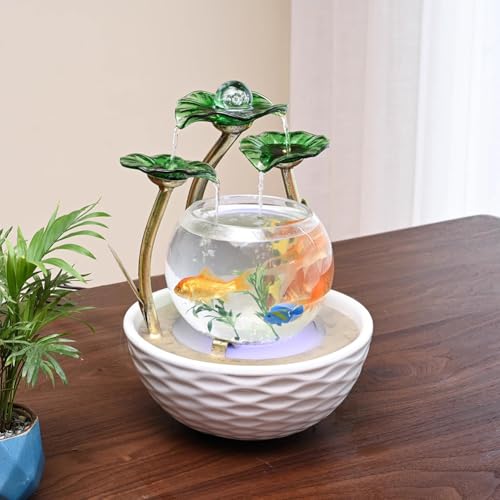 PA-DABAOO Fischglas Für Den Innenbereich Mit Zerstäuber, Kleine Keramiktöpfe Und Glasfischtanks, Lotusblumen-Springbrunnen, Wasserfalldekor Mit Kristallkugel Für Glück Und Reichtum,Grün PA-DABAOO Fischglas Für Den Innenbereich Mit Zerstäuber, Kleine Keramiktöpfe Und Glasfischtanks, Lotusblumen-Springbrunnen, Wasserfalldekor Mit Kristallkugel Für Glück Und Reichtum,Grün von PA-DABAOO