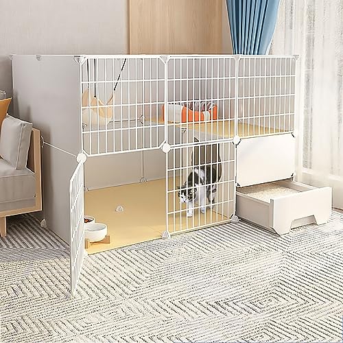 2-stöckige Katzenkäfige, DIY-Haustiergehege für den Innenbereich, halbgeschlossene Katzenhütten, abnehmbare Kätzchenhütte aus Metalldraht, ideal für 1–2 Katzen (Farbe: Stil 2, Größe: 111 x 95 x 75) von PACUM