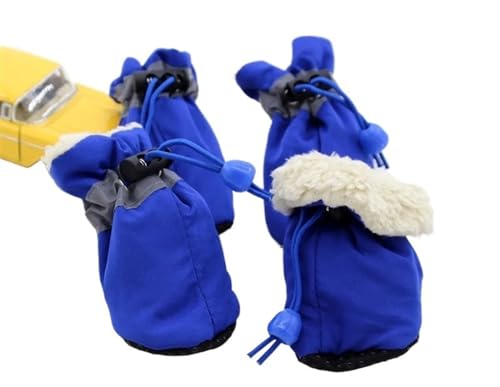 Dog Shoes,Hundeschuhe 4 stücke rutschfeste Welpen Schuhe wasserdichte Winter Haustier Hund Anti-Slip Regen Schnee Stiefel Schuhe Dicke Warme for Prewalkers socken Booties (Color : Blue Warmer, Size von PACUM