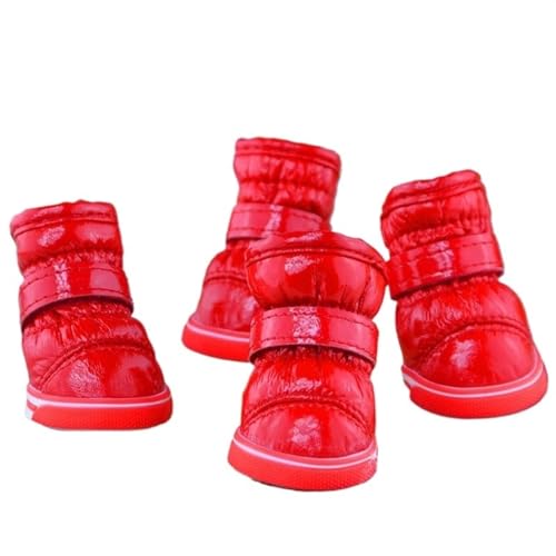 Dog Shoes,Hundeschuhe rutschfeste Ledersohlen, Warmer Schnürsenkel-Reflektor mit Hunde-Sommersportstiefeln, verstellbare, verschleißfeste Hundestiefel (Color : R, Size : 2) von PACUM