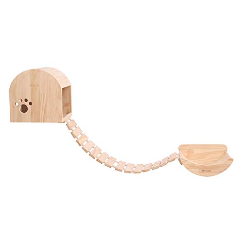 Katzen-Kletterbaum, handgefertigtes Katzen-Klettergerüst aus Holz, Kombination aus an der Wand montierten Katzenstufen, Katzenbett, natürliche Farbe, Katzen-Sprungplattform für Katzen zum Ausruhen und Katzen-Kletterbaum, handgefertigtes Katzen-Klettergerüst aus Holz, Kombination aus an der Wand montierten Katzenstufen, Katzenbett, natürliche Farbe, Katzen-Sprungplattform für Katzen zum Ausruhen und von PACUM