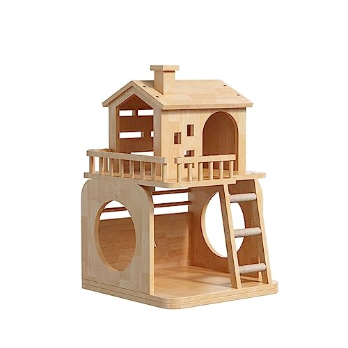 Katzenhaus aus Holz, für Katzen, Klettergerüst, Nest, Ausweichhaus, hölzerner Kratzbaum, Man nimmt keinen Platz EIN, Schleifklaue, Säule, Sprungplattform, kleine Wohnung, Haustierhaus (Farbe: A) von PACUM