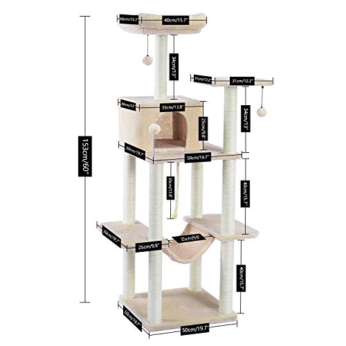 Katzenkletterbaum Haustier-Katzenbaum, mehrstöckiges Katzenhaus, großer Bass, Haltegriff und Hängematte, Katzen-Klettergerüst, Katzenhaus-Möbel zum Spielen und Ausruhen für Kätzchen und große Katzen. Katzenkletterbaum Haustier-Katzenbaum, mehrstöckiges Katzenhaus, großer Bass, Haltegriff und Hängematte, Katzen-Klettergerüst, Katzenhaus-Möbel zum Spielen und Ausruhen für Kätzchen und große Katzen. von PACUM