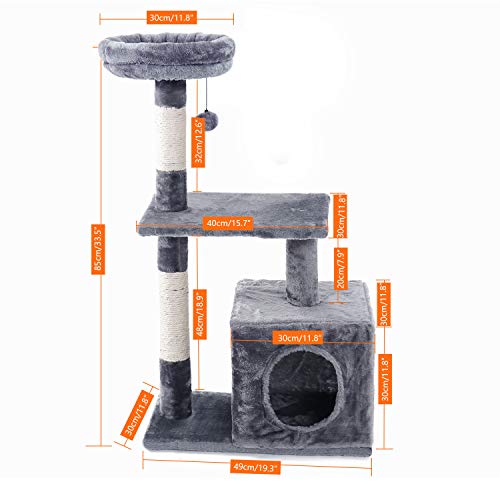 Kratzbaum, luxuriöse Katzenwohnungsmöbel, mehrschichtiger Turm mit Sitzstangen-Hängematten-Haltegriff zum Fangen von Bällen, Komplettpaket, mit Ersatzteilen, geeignet für Katzen zum Spielen und Kratzbaum, luxuriöse Katzenwohnungsmöbel, mehrschichtiger Turm mit Sitzstangen-Hängematten-Haltegriff zum Fangen von Bällen, Komplettpaket, mit Ersatzteilen, geeignet für Katzen zum Spielen und von PACUM