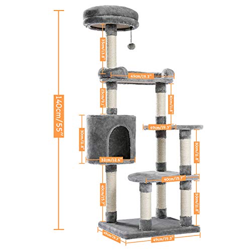 Kratzbaum Haustier-Katzenbaum, mehrstöckiges Katzenhaus, großer Bass, Haltegriff und Hängematte, Katzen-Klettergerüst, Katzenhaus-Möbel, geeignet zum Spielen und Ausruhen für Kätzchen und große Kratzbaum Haustier-Katzenbaum, mehrstöckiges Katzenhaus, großer Bass, Haltegriff und Hängematte, Katzen-Klettergerüst, Katzenhaus-Möbel, geeignet zum Spielen und Ausruhen für Kätzchen und große von PACUM