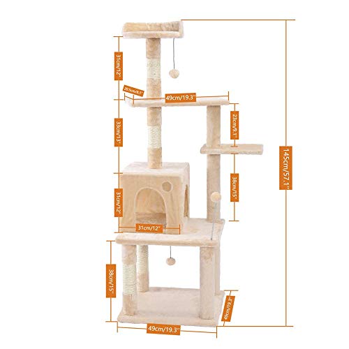 Kratzbaum Haustier-Katzenbaum, mehrstöckiges Katzenhaus, großer Bass, Haltegriff und Hängematte, Katzen-Klettergerüst, Katzenhaus-Möbel, geeignet zum Spielen und Ausruhen für Kätzchen und große Kratzbaum Haustier-Katzenbaum, mehrstöckiges Katzenhaus, großer Bass, Haltegriff und Hängematte, Katzen-Klettergerüst, Katzenhaus-Möbel, geeignet zum Spielen und Ausruhen für Kätzchen und große von PACUM