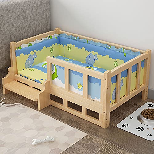 Robustes, erhöhtes Haustier-Lounge-Sofa/Spielbereich, blauer, abnehmbarer, waschbarer Bezug, Hunde-/Katzenbett für drinnen und draußen, einfach zu montieren (Farbe: mit Leiter, Größe: XXL (120 x 60 Robustes, erhöhtes Haustier-Lounge-Sofa/Spielbereich, blauer, abnehmbarer, waschbarer Bezug, Hunde-/Katzenbett für drinnen und draußen, einfach zu montieren (Farbe: mit Leiter, Größe: XXL (120 x 60 von PACUM