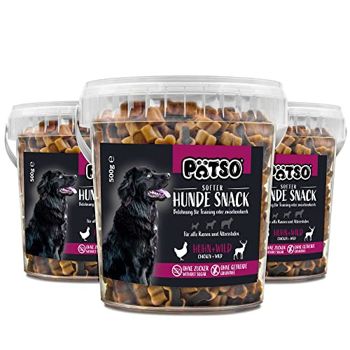 Pätso Hundeleckerli & Trainings- Hunde Snack Getreidefrei/Hunde Leckerlis 1,5kg (Wild und Huhn (Soft Bone), 500 g (3er Pack)) von PÄTSO