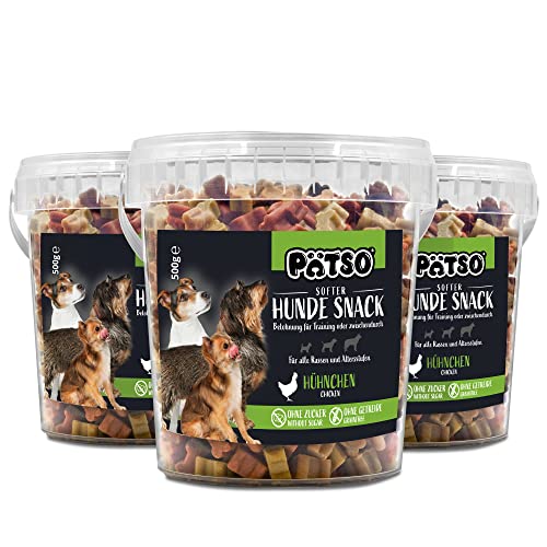 Pätso Hundeleckerli & Trainings- Hunde Snack Getreidefrei/Hunde Leckerlis 1,5kg (Hühnchen (Bone Mini Mix), 500 g (3er Pack)) von PÄTSO