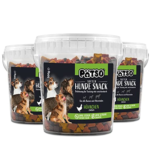 Pätso Hundeleckerli & Trainings- Hunde Snack Getreidefrei/Hunde Leckerlis 1,5kg (Hühnchen (Mini Heart Mix), 500 g (3er Pack)) von PÄTSO