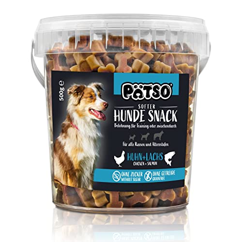 Pätso Hundeleckerli & Trainings- Hunde Snack Getreidefrei/Hunde Leckerlis (Lachs und Huhn (Soft Bone), 500 g) von PÄTSO