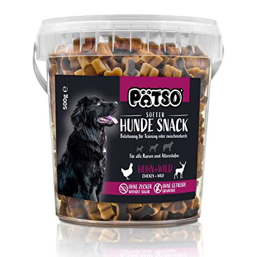 Pätso Hundeleckerli & Trainings- Hunde Snack Getreidefrei/Hunde Leckerlis (Wild und Huhn (Soft Bone), 500 g) von PÄTSO