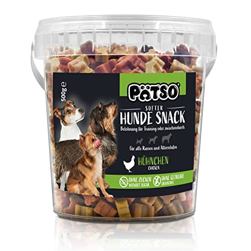 Pätso Hundeleckerli & Trainings- Hunde Snack Getreidefrei/Hunde Leckerlis (Hühnchen (Bone Mini Mix), 500 g) von PÄTSO