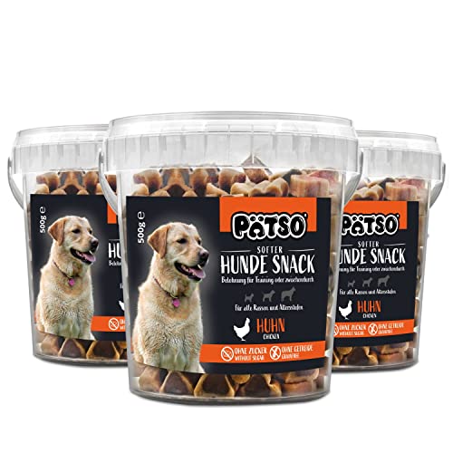 Pätso Hundeleckerli & Trainings- Hunde Snack Getreidefrei/Hunde Leckerlis 1,5kg (Huhn (Bone Mix), 500 g (3er Pack)) von PÄTSO
